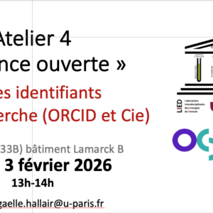 Gaëlle séminaire interne du 3 février 2026. Affiche science ouverte atelier 4