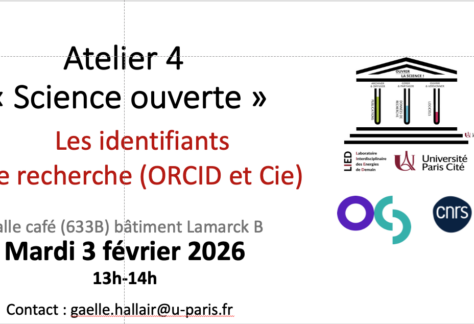 Gaëlle séminaire interne du 3 février 2026. Affiche science ouverte atelier 4